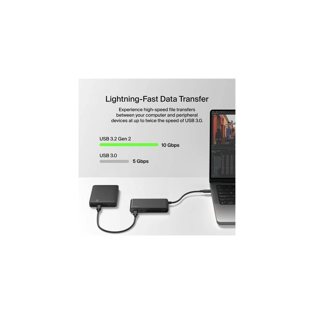 Belkin AVC021FQBK Connect USB Type C Docking Station for Notebook, Monitor, Hard Drive, Webcam, Tablet, Smartphone, Computer - Charging Capability - 4K @ 60Hz - 3840 x 2160 - 4 x USB Ports - 1 x USB 3.0 - 4 x USB Type-C Ports - USB Type-C - HDMI - Wired -