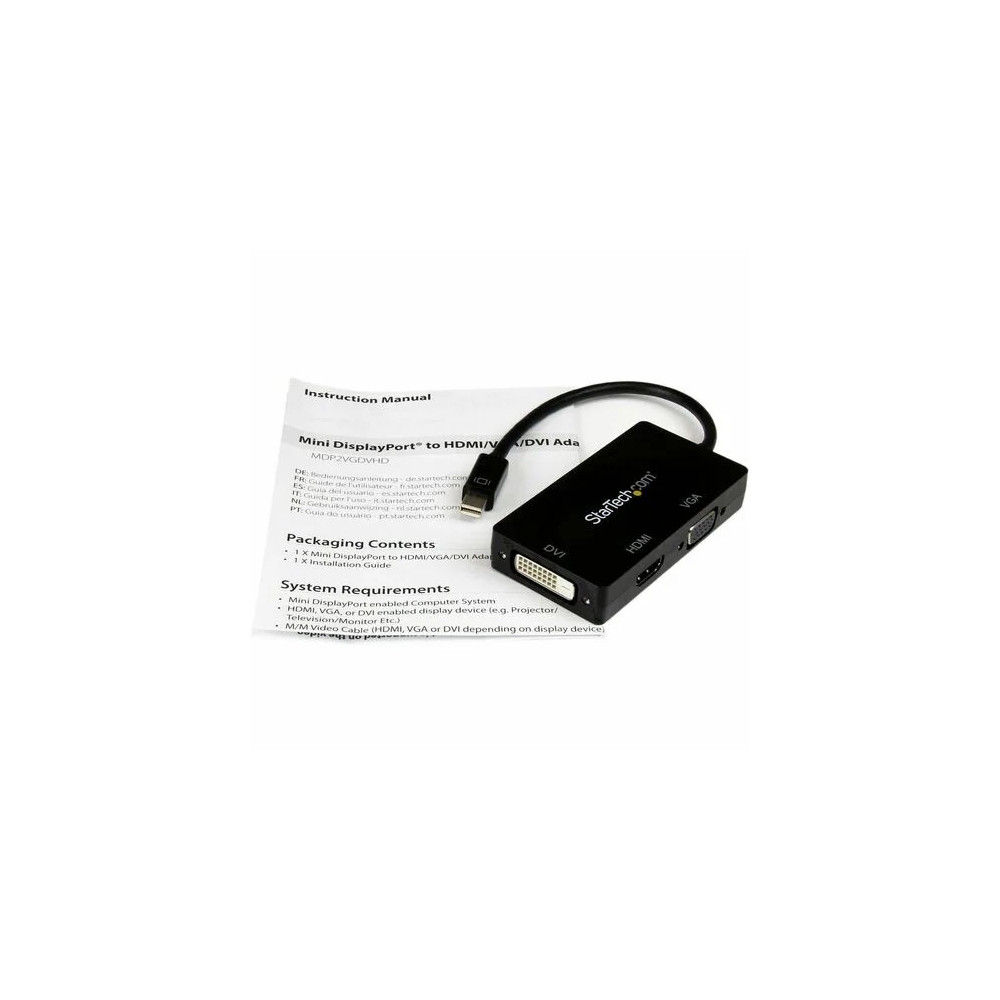 StarTech MDP2VGDVHD Mini DisplayPort Adapter - 3-in-1 - 1080p - Monitor Adapter - Mini DP to HDMI / VGA / DVI Adapter Hub - 1 x 20-pin Mini DisplayPort Digital Audio/Video - Male - 1 x 19-pin HDMI Digital Audio/Video - Female, 1 x 15-pin HD-15 - - Image 7