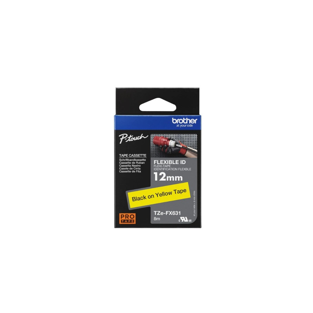 Brother TZE-FX631 12MM BLACK ON YELLOW FLEXIBLE TZE TAPE - Image 1