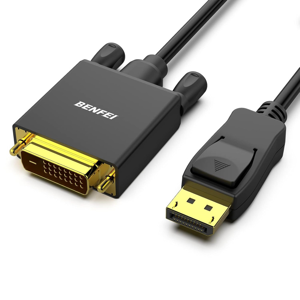 BENFEI 606682478337 000125BK-10F DisplayPort (DP) Male to DVI Male Cable 1080P Gold-Plated 3M - Image 1
