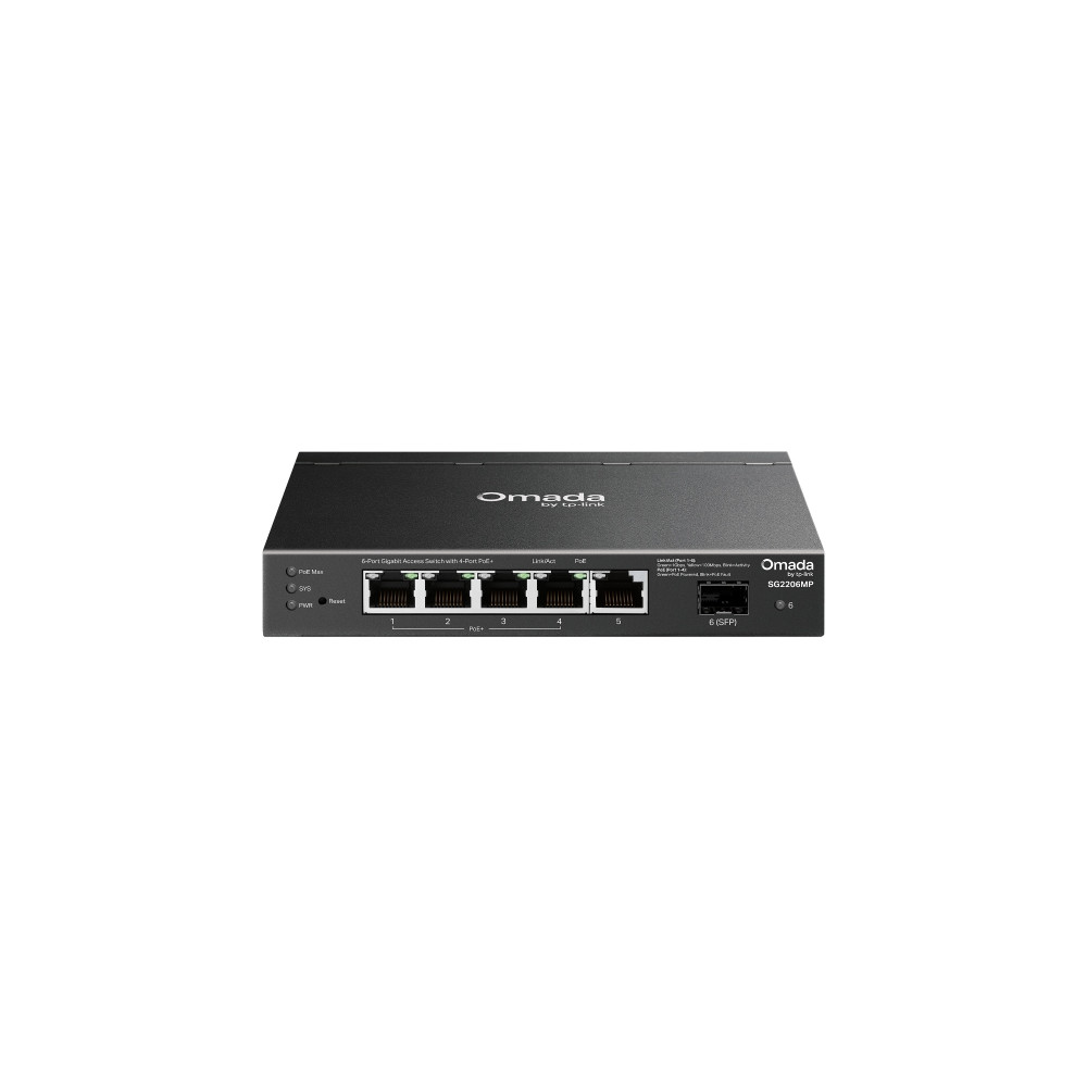 TP-LINK SG2206MP OMADA 6-PORT MANAGED GIGABIT SWITCH, POE+(4), SFP(1), 63W, 5YR - Image 1