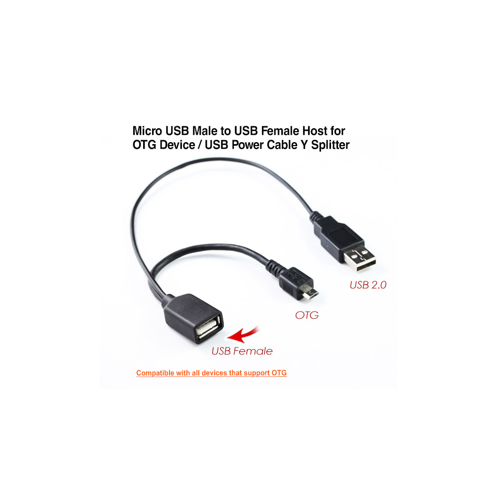 EZcool ACBEZCOTGWITHPOW Micro USB Male to USB Female Host for OTG Device / USB Power Cable Y Splitter - Image 2