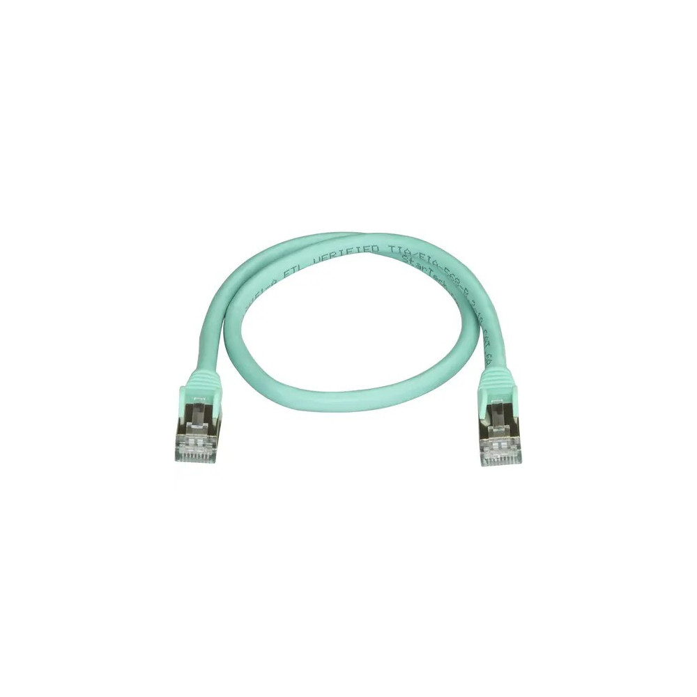 StarTech 6ASPAT50CMAQ 0.50m CAT6a Ethernet Cable - 10 Gigabit Category 6a Shielded Snagless 100W PoE Patch Cord - 10Gb Aqua UL Certified Wiring/TIA - CAT6a Ethernet Cable delivers 10 Gigabit connection free of noise & EMI/RFI interference - Test - Image 2