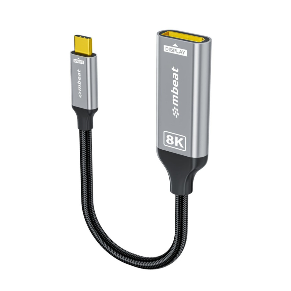 MBEAT MB-XAD-8KCDP Tough Link 8K USB-C to DP Adapter - Space Grey USB-C (male) to DisplayPort (female) Up to 32.4Gbps - Image 1