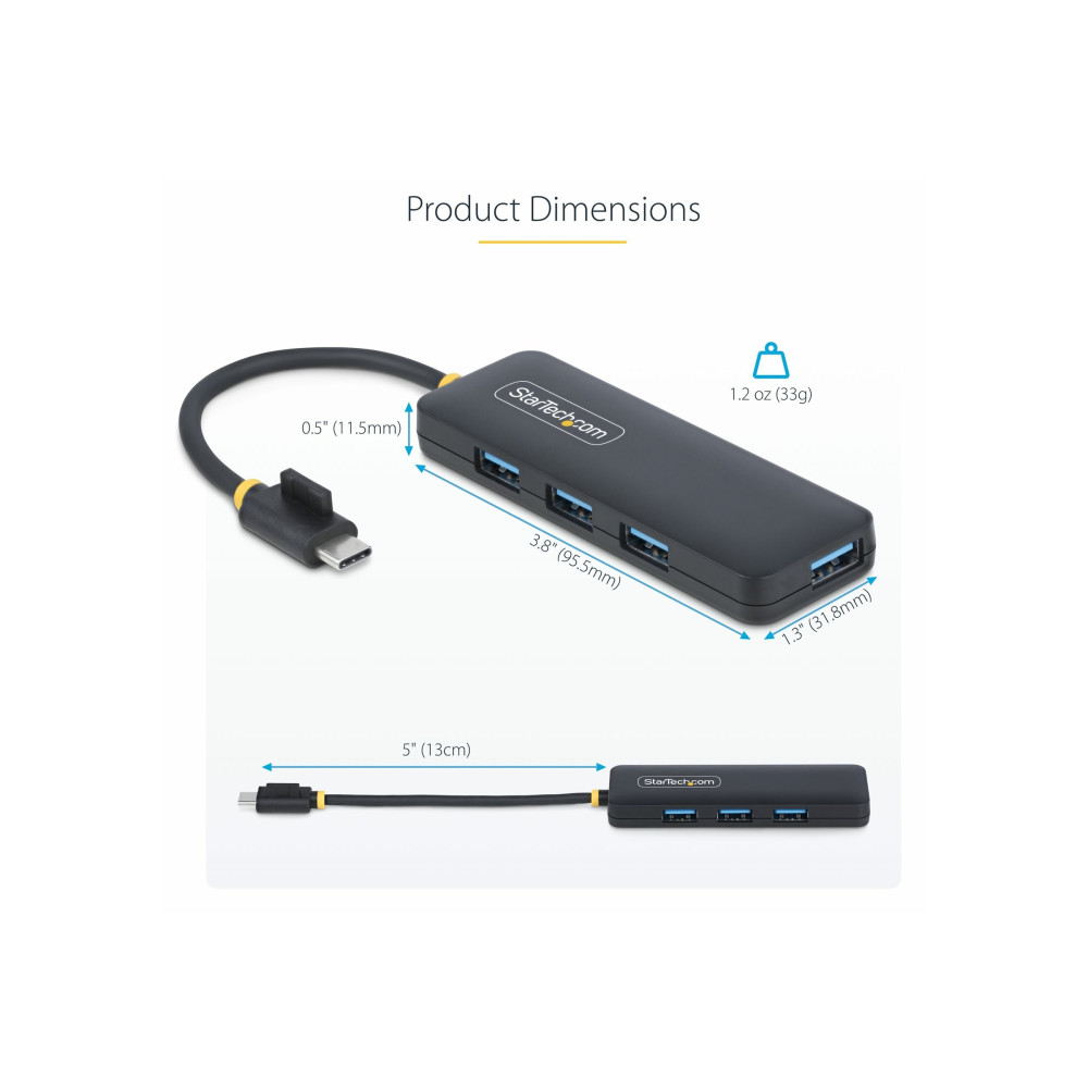 StarTech H5C4A-USB-HUB 4-PORT USB-C HUB, 5GBPS, USB-C TO 4X USB-A, BUS POWERED, 2 YR - Image 2