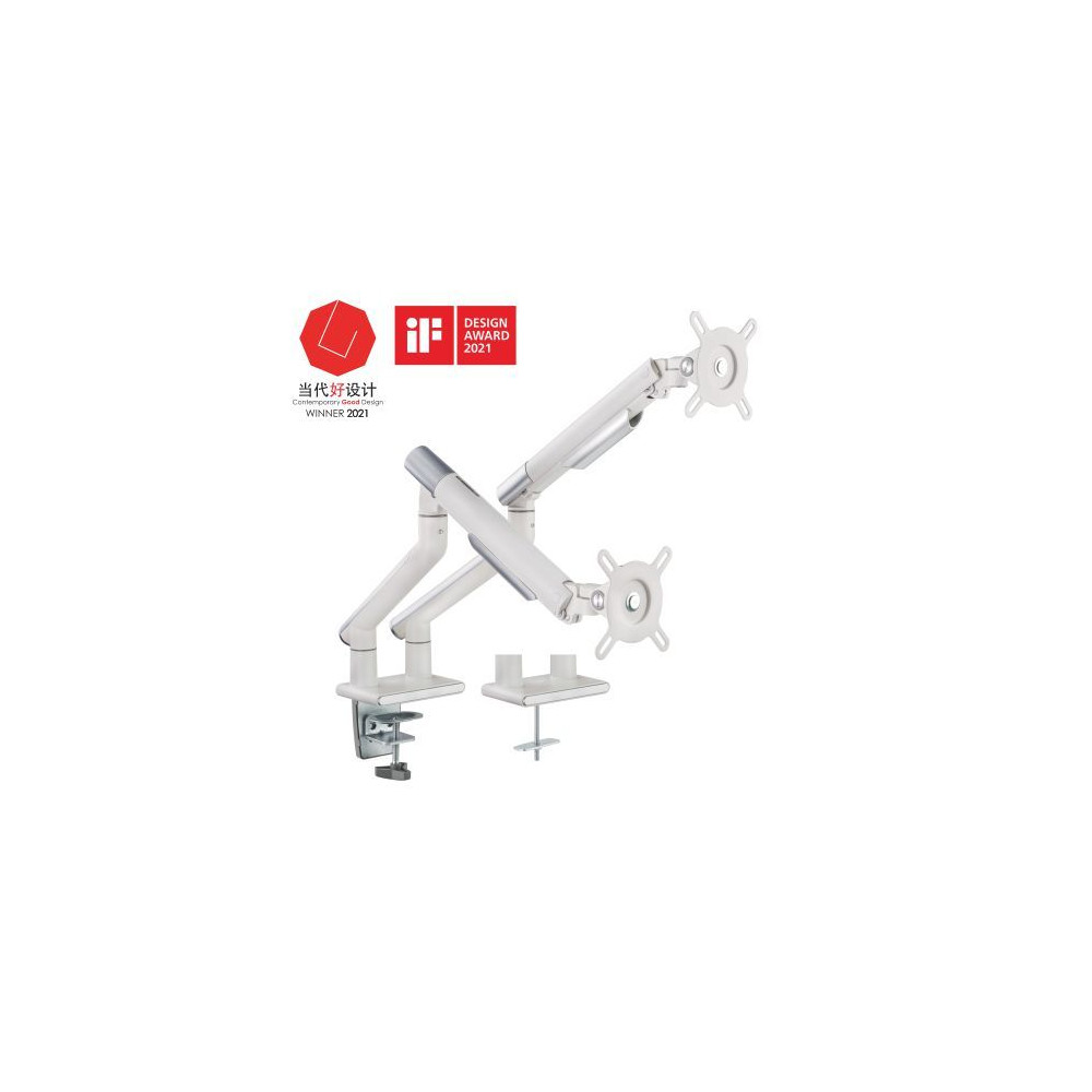 Brateck LDT49-C024-W Dual Monitor Premium Slim Aluminum Spring-Assisted Monitor Arm Fix Most 17'-32' Monitor Up to 9kg per screen VESA 75x75/100x100 (White) - Image 1