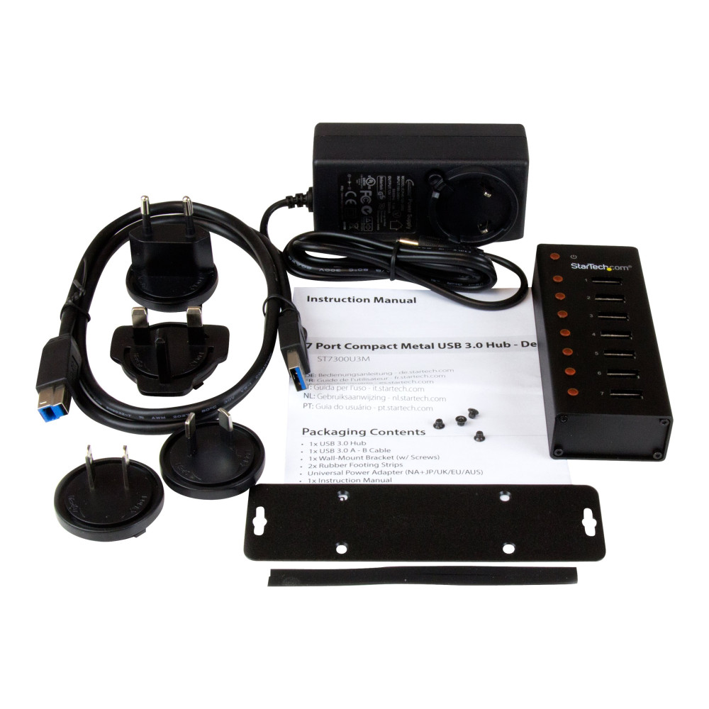 StarTech ST7300U3M 7 PORT USB 3.0 HUB, METAL, MOUNT, 2YR - Image 1