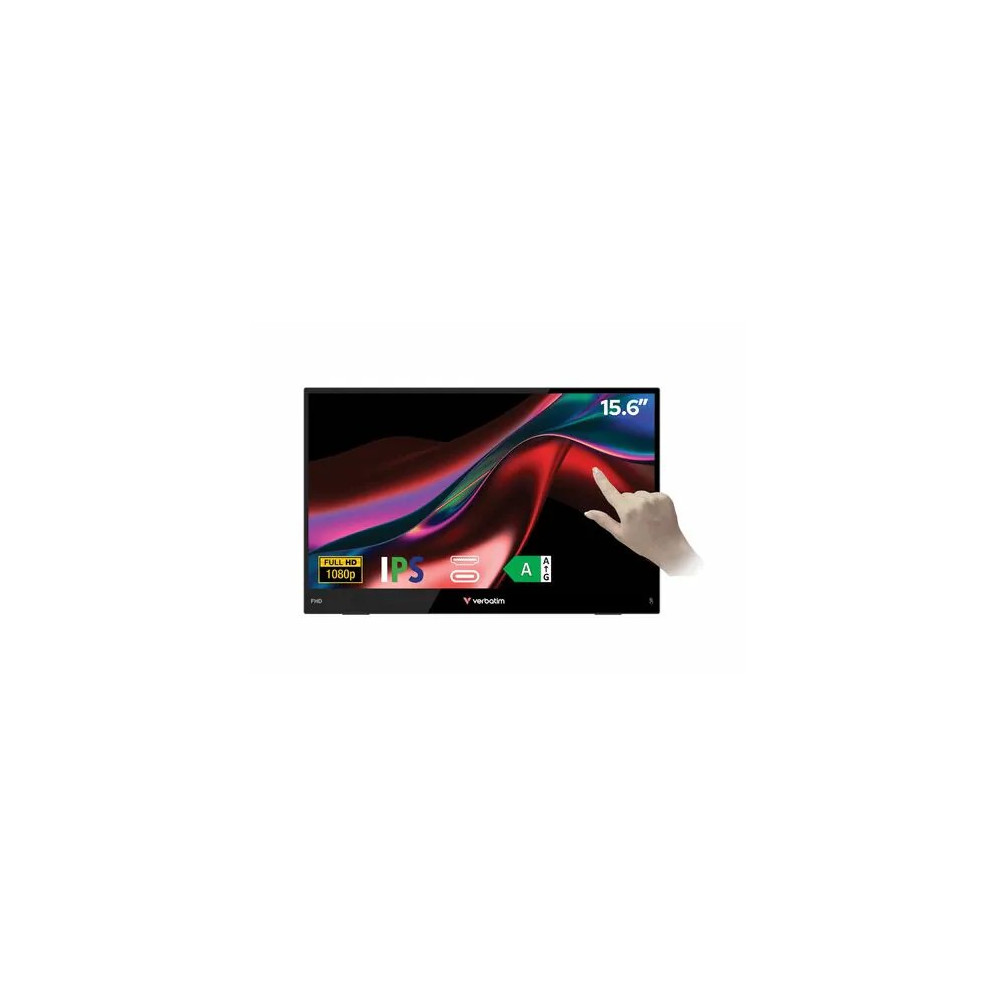 Verbatim 32407 LIGHT 16" Class LCD Touchscreen Monitor - 16:9 - 10 ms - 15.6" Viewable - Capacitive - 10 Point(s) Multi-touch Screen - 1920 x 1080 - Full HD - In-plane Switching (IPS) Technology - 250 cd/m² - Speakers - HDMI - USB - USB Type-C