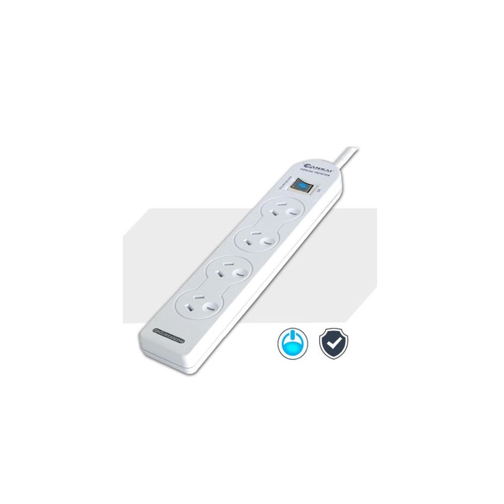 Generic PAD-131P Sansai 4 Way Basic Powerboard (131P) with Master Switch Overload Protecte Reset button Indicator Light 100CM Lead 240VAC 10A - Image 1