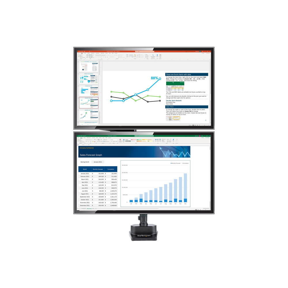 StarTech ARMDUALPIVOT DUAL MONITOR ARM <32", FULL MOTION, VESA, STACKABLE, BLACK, 5YR - Image 11