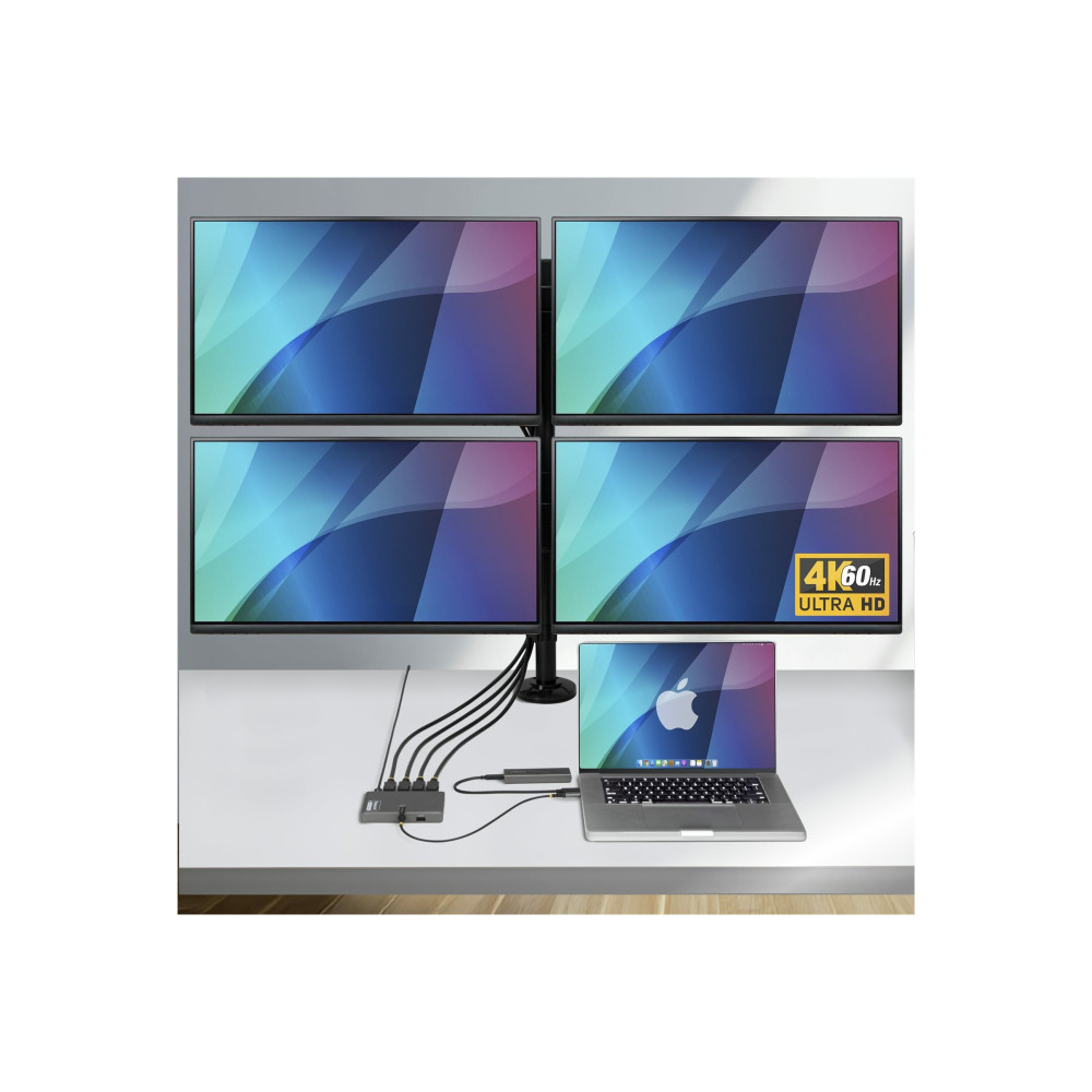 StarTech QUAD-USB-DP-ADAPT USB-C QUAD-MONITOR WORKSTATION ADAPTER 4K 60HZ DISPLAYPORT, 3 YR - Image 1