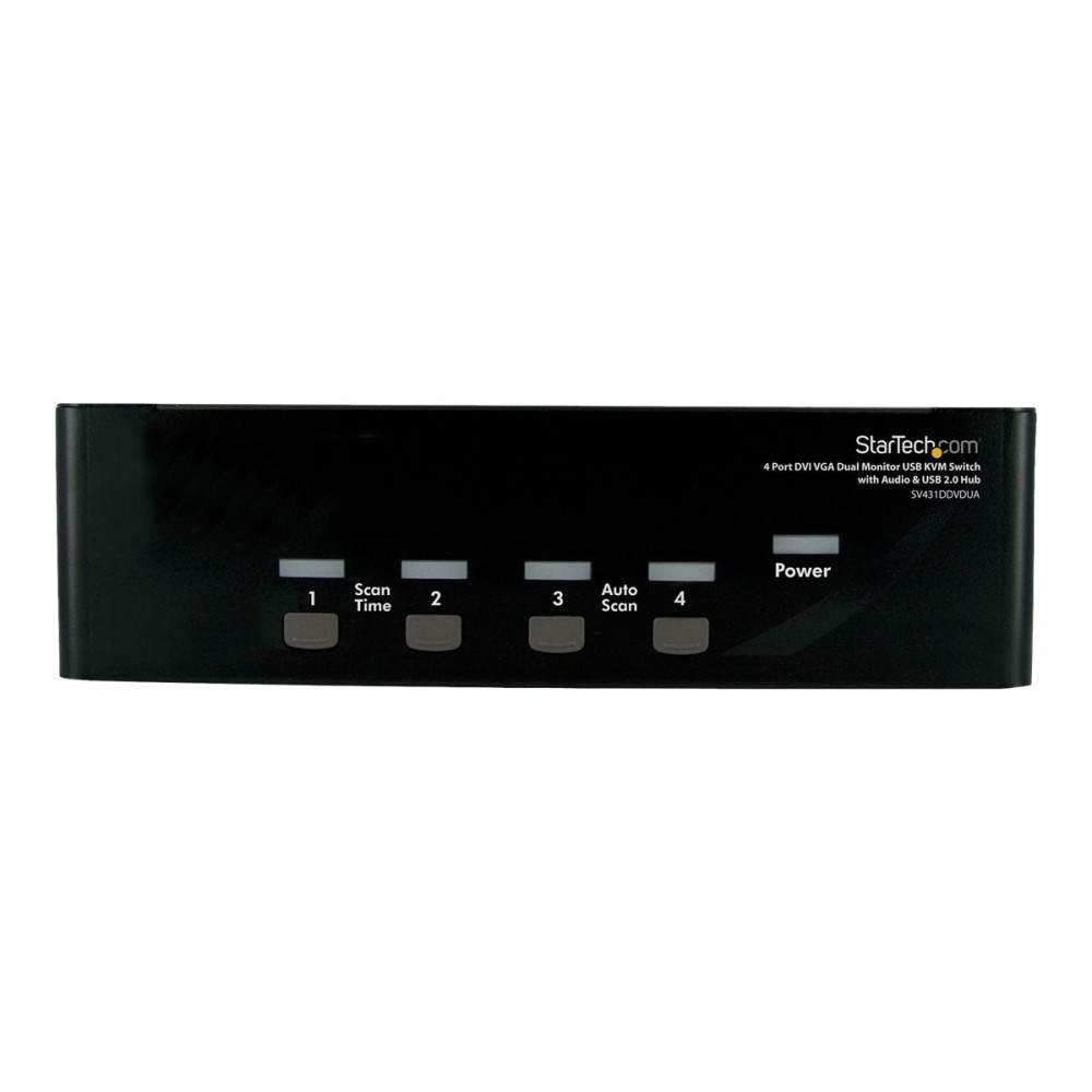 StarTech SV431DDVDUA 4 PORT KVM SWITCH, DUAL DISPLAY, DVI(5), VGA(5), USBA/B(4), AUDIO - Image 1