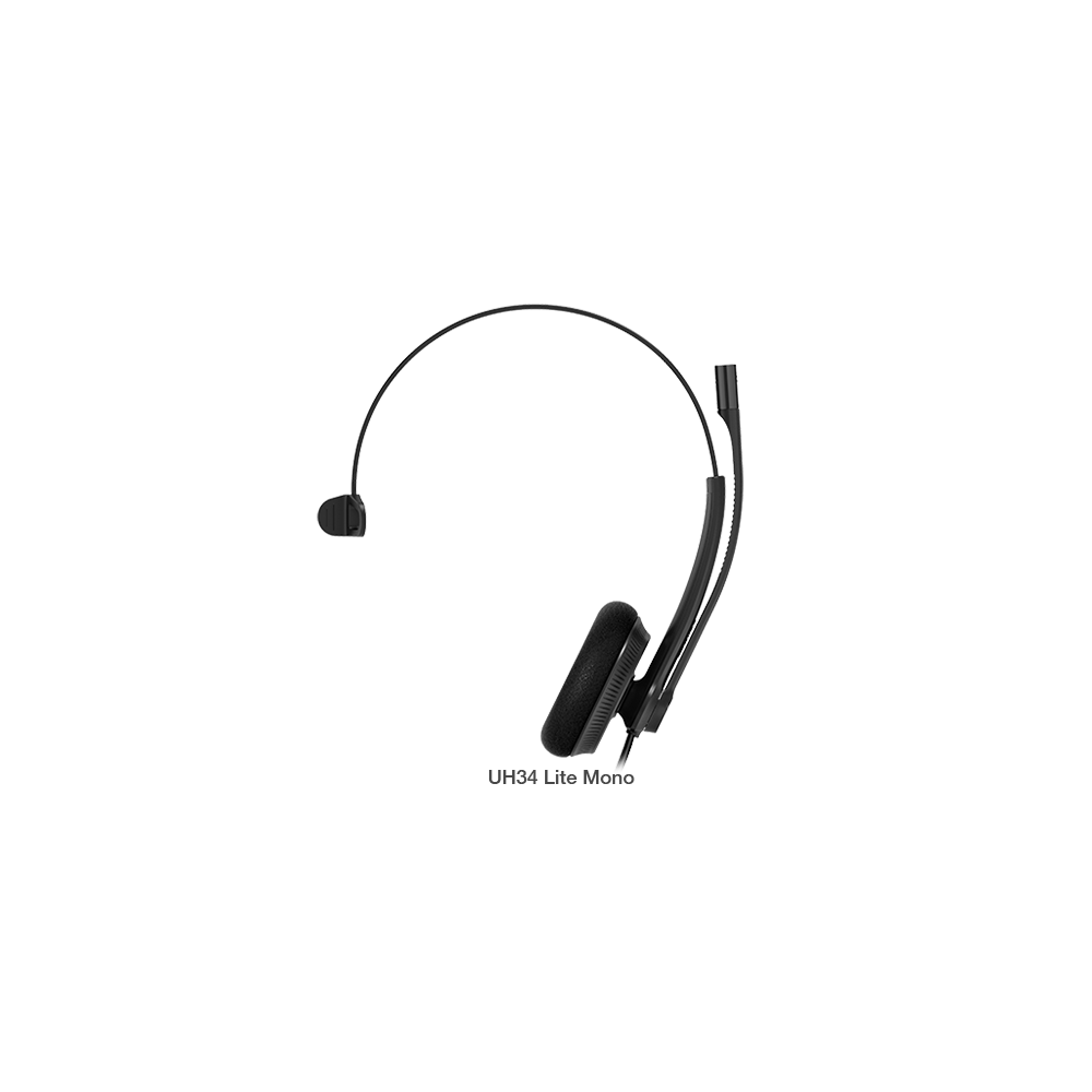 Yealink UH34-L-M-MS UH34 Lite Mono Teams USB Headset, Lightweight, All Day Wearing Comfort, Ear Wideband Noise Cancelling Microphone, Foamy Ear Cushions, USB-A - Image 1