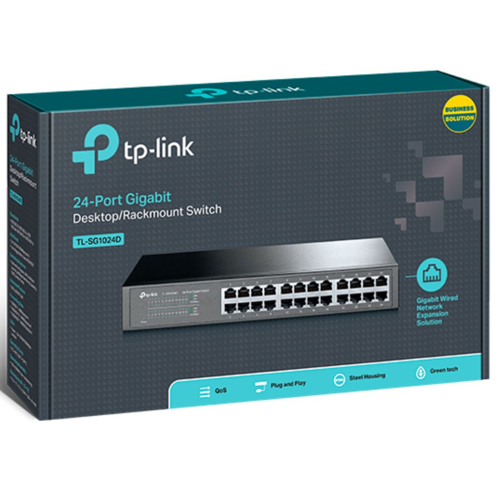 TP-LINK TL-SG1024D 24-PORT UNMANAGED GIGABIT DESKTOP/RACKMOUNT SWITCH, METAL CASE, 5YR - Image 2