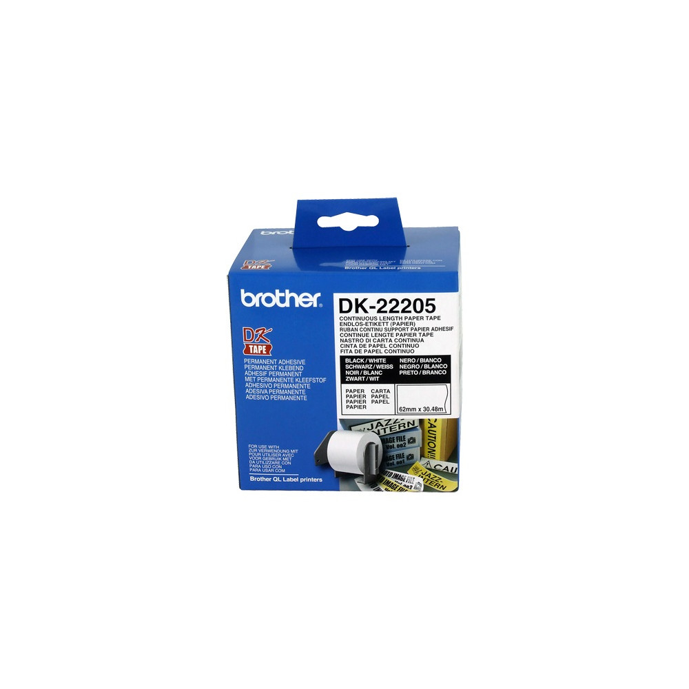 Brother DK-22205 White Continuous Paper Roll 62mmX30.48m - Image 1