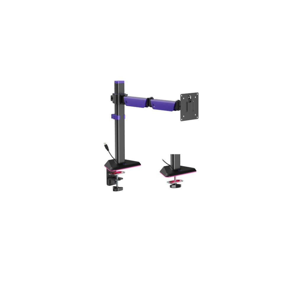 Brateck LDT89-C012L Articulating RGB Lighting Gaming Monitor Arm Matte Black, Fit Screen Size: 17'-40' Up to 12 KG - Image 1