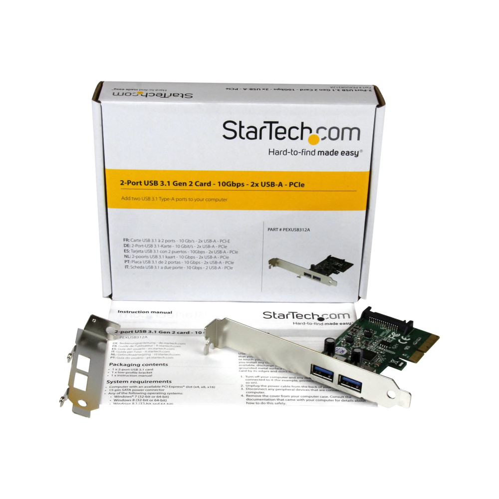 StarTech PEXUSB312A3 2 PORT USB PCIE CARD 10GBPS/PORT - USB 3.2/3.1 GEN 2 TYPE-A LTW - Image 2