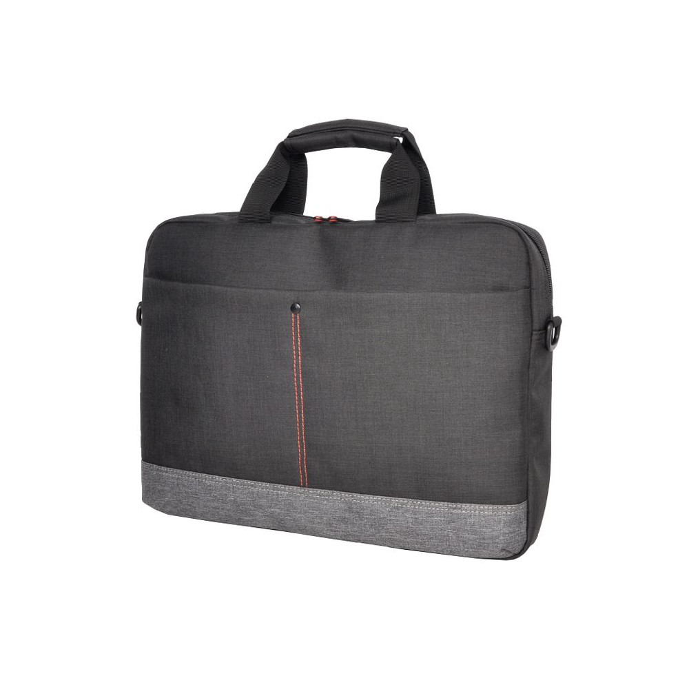 Just You PC B-156-BG Oxhorn Notebook Bag Carry Case Nylon Fabric Top Load Zip Closure Padded Compartment Shoulder Strap Black + Grey for Laptop 10' 13.3' 14' 15.6' 16' - Image 1