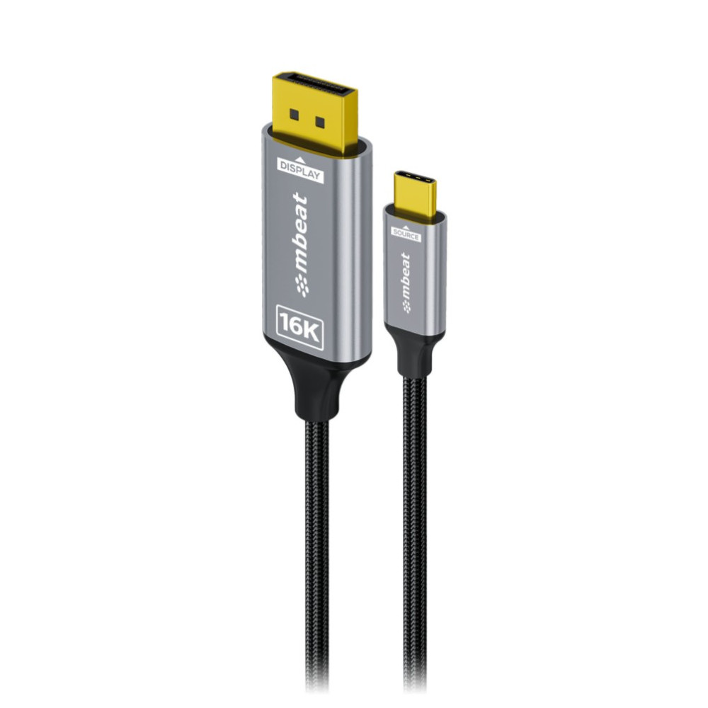 MBEAT MB-XCB-16KUCD18 Tough Link 1.8m 16K USB-C to DP Cable - Space Grey 40Gbps USB-C (male) to DisplayPort 2.1 (male) - Image 1