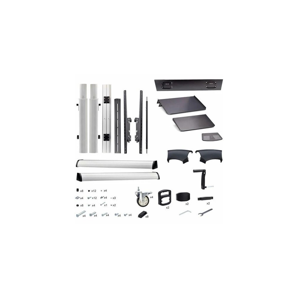 StarTech 1110C-MOBILE-TV-CART Rolling TV Cart/Stand On Wheels, For 60-100inch Flat Screens and 220lb, Height Adjustable Mobile Trolley Mount/Portable Stand - VESA-compatible, heavy-duty mobile TV stand/trolley supports flat-screen TVs from 60-1 - Image 11