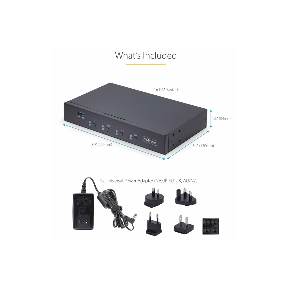StarTech P4A20132-KM-SWITCH 4-PORT KM SWITCH WITH MOUSE SWITCHING, USB SWITCH FOR KEYBOARD/MOUSE, 3.5MM/U - Image 2