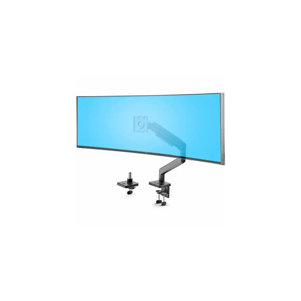 StarTech H1M1AG1-MONITOR-ARM Monitor Desk Mount for up to 49in 32:9 Ultrawide Curved Screen, Mechanical Spring Arm, C-Clamp/Grommet, Max Weight 44lb/20kg - Monitor Desk Mount for up to 49in 32:9 ultrawide curved screens - VESA 75x75/100x100 - Me - Image 1