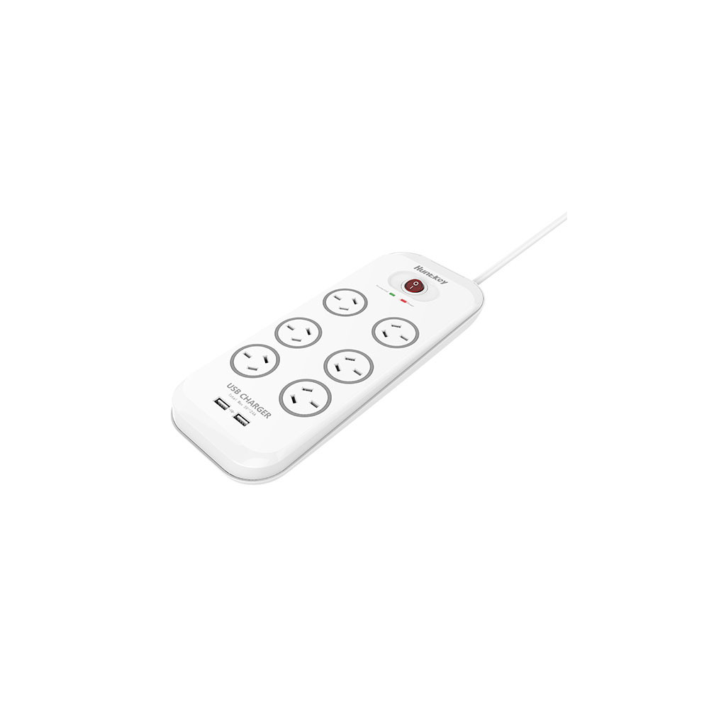 Huntkey PSUHUNSAC607 6-Outlet Surge Protector with 2 USB Charging Outlets (SAC607) - Image 3