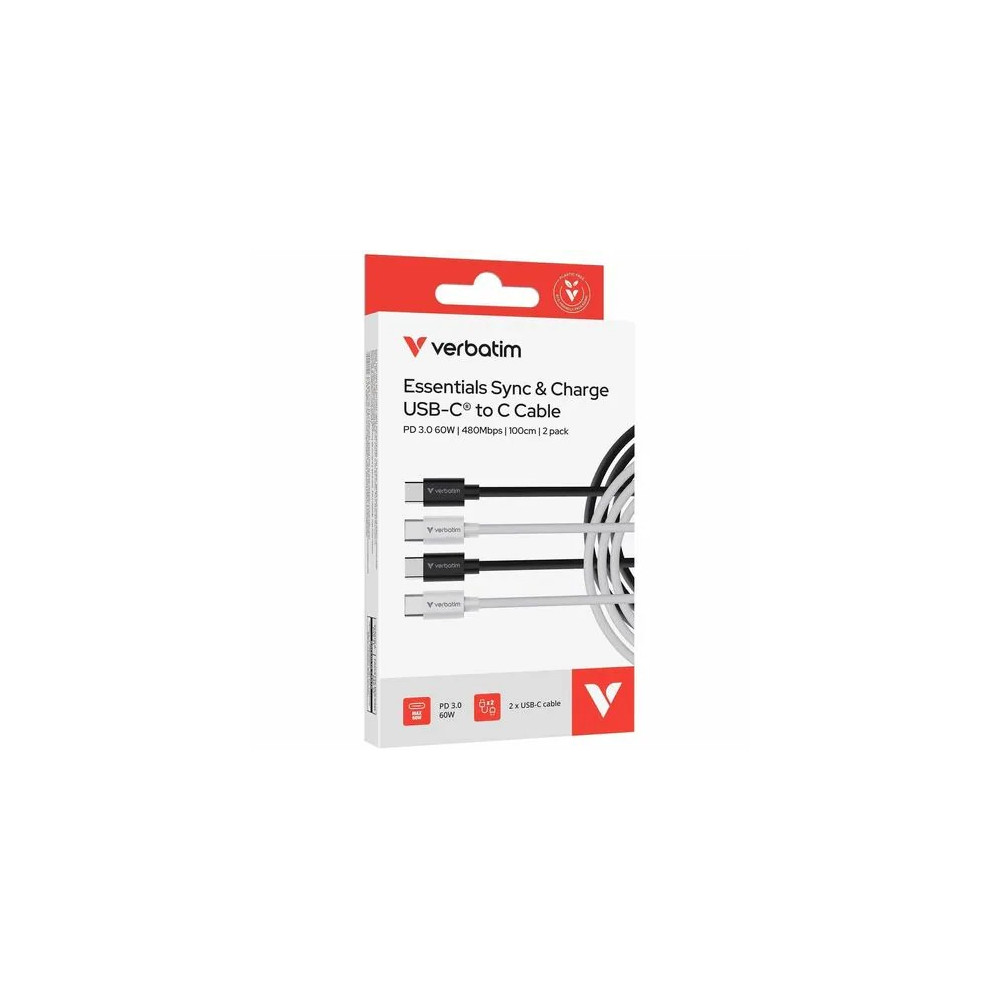 Verbatim 32391 CABLE USB-C TO USB-C BLACK/WHITE 2PK - Image 5