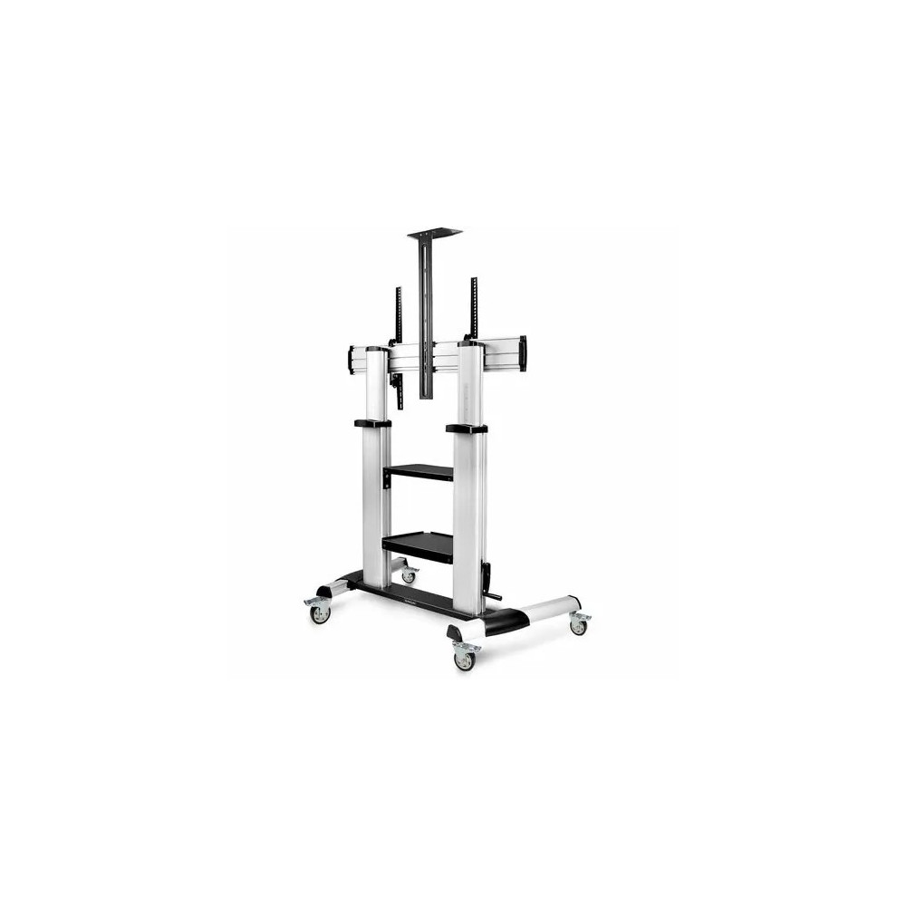 StarTech 1110C-MOBILE-TV-CART Rolling TV Cart/Stand On Wheels, For 60-100inch Flat Screens and 220lb, Height Adjustable Mobile Trolley Mount/Portable Stand - VESA-compatible, heavy-duty mobile TV stand/trolley supports flat-screen TVs from 60-10 - Image 3
