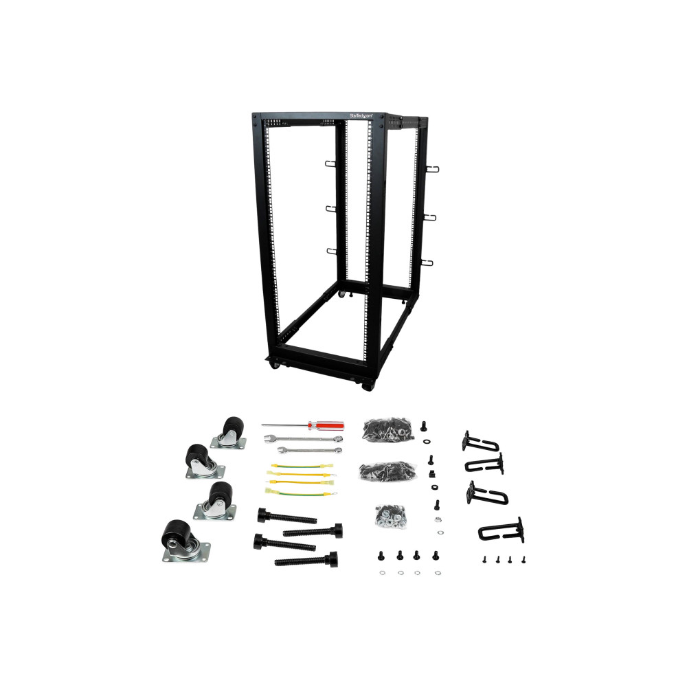 StarTech 4POSTRACK25U 19" 25U OPEN FRAME SERVER RACK, ADJUSTABLE DEPTH, ROLLING, 2YR - Image 1