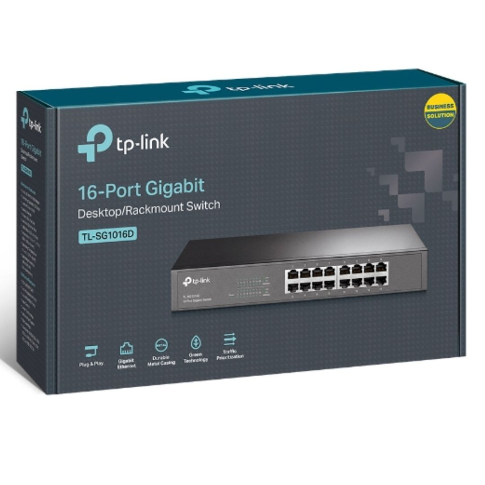 TP-LINK TL-SG1016D 16-Port Gigabit Desktop/Rackmount Unmanaged Switch Energy-efficient Supports MAC Plug&play 32Gbps Switching Capacity - Image 1