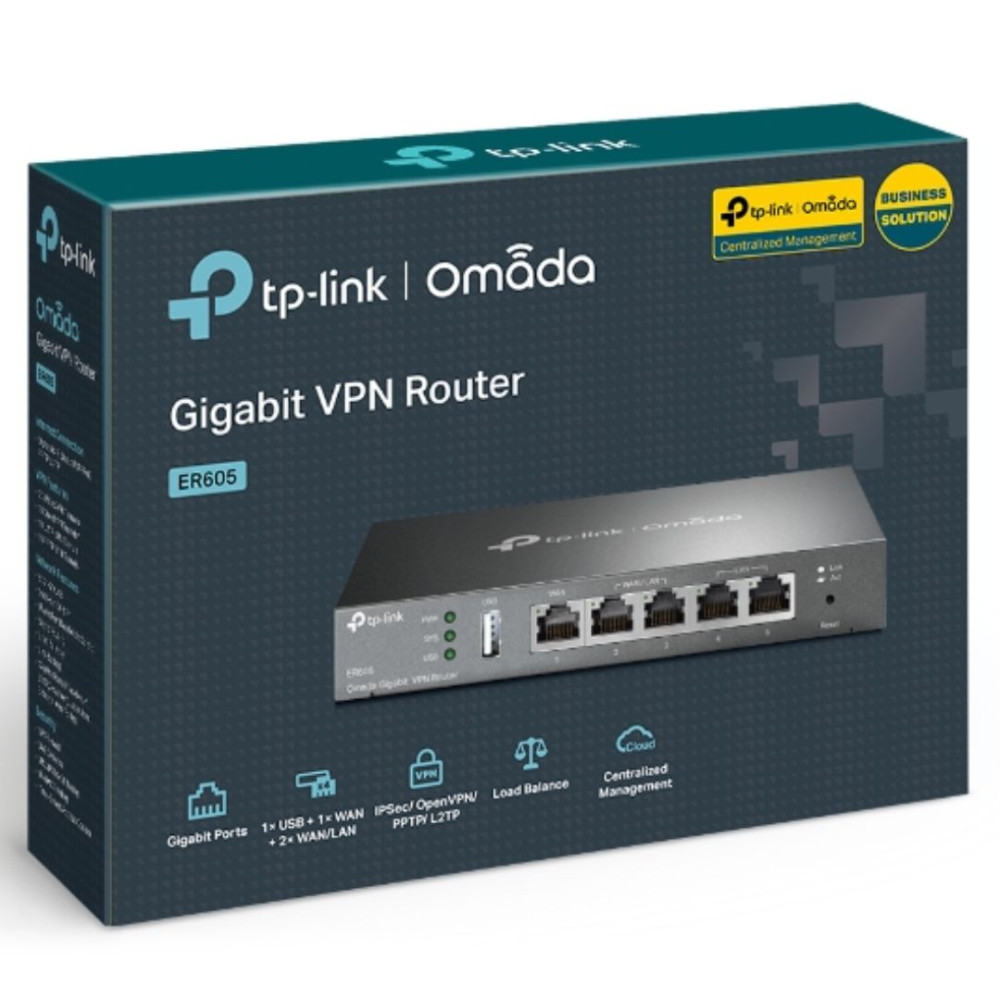TP-LINK ER605 OMADA GIGABIT VPN ROUTER, CLOUD SDN, GbE WAN(1), LAN/WAN(2), 5YR - Image 1