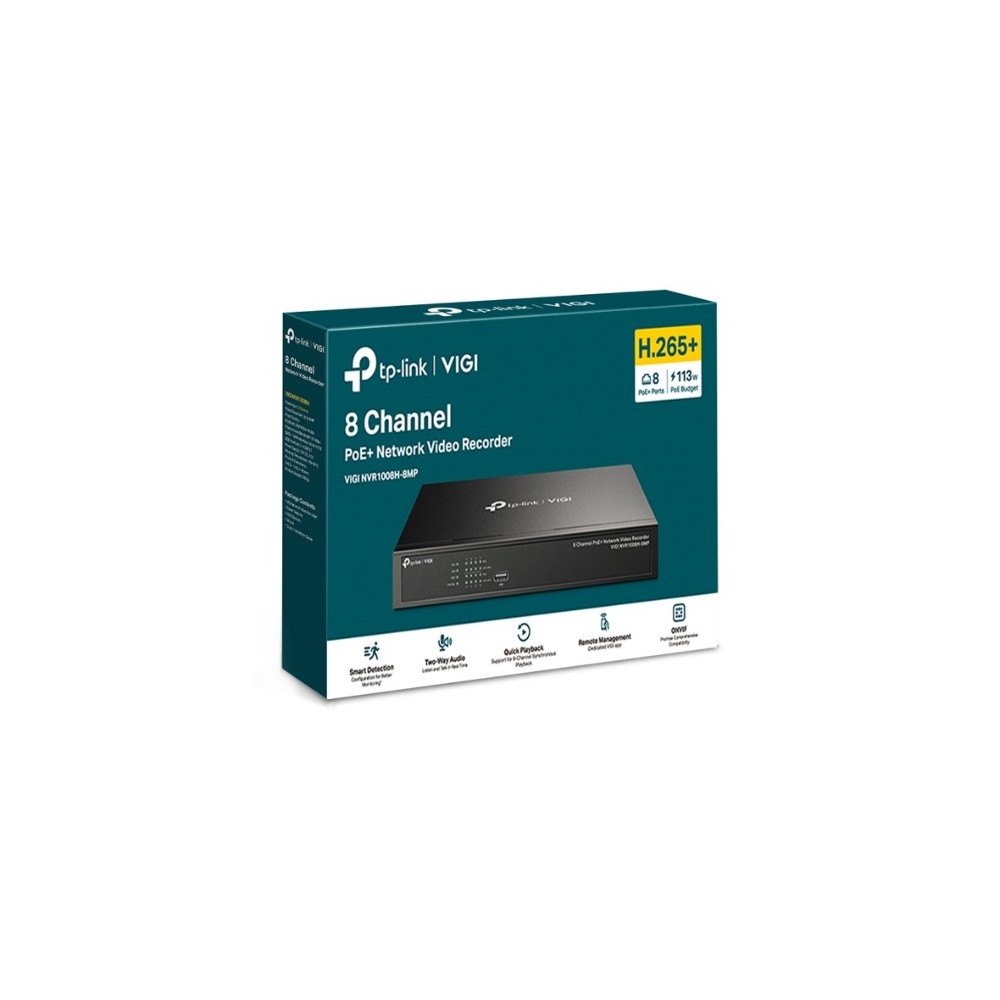 TP-LINK VIGI NVR1008H-8MP 8 Channel PoE+ Network Video Recorder, 113W PoE Budget, H.265+, 4K Video Output & 16MP Decoding Capacity (HDD Not Included) - Image 1