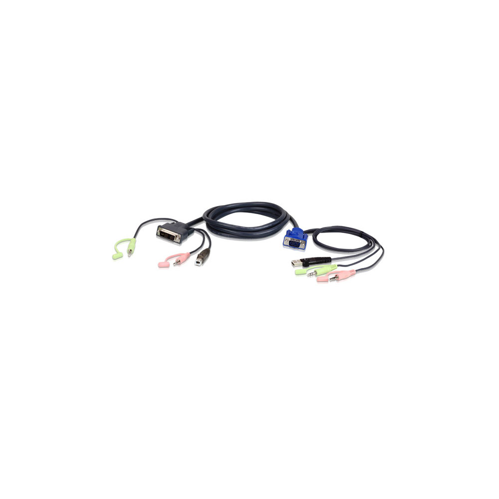 Aten 2L-7DX3U KVM Cable 3m with VGA, USB & Audio to DVI-I (Single Link), USB & Audio - Image 1