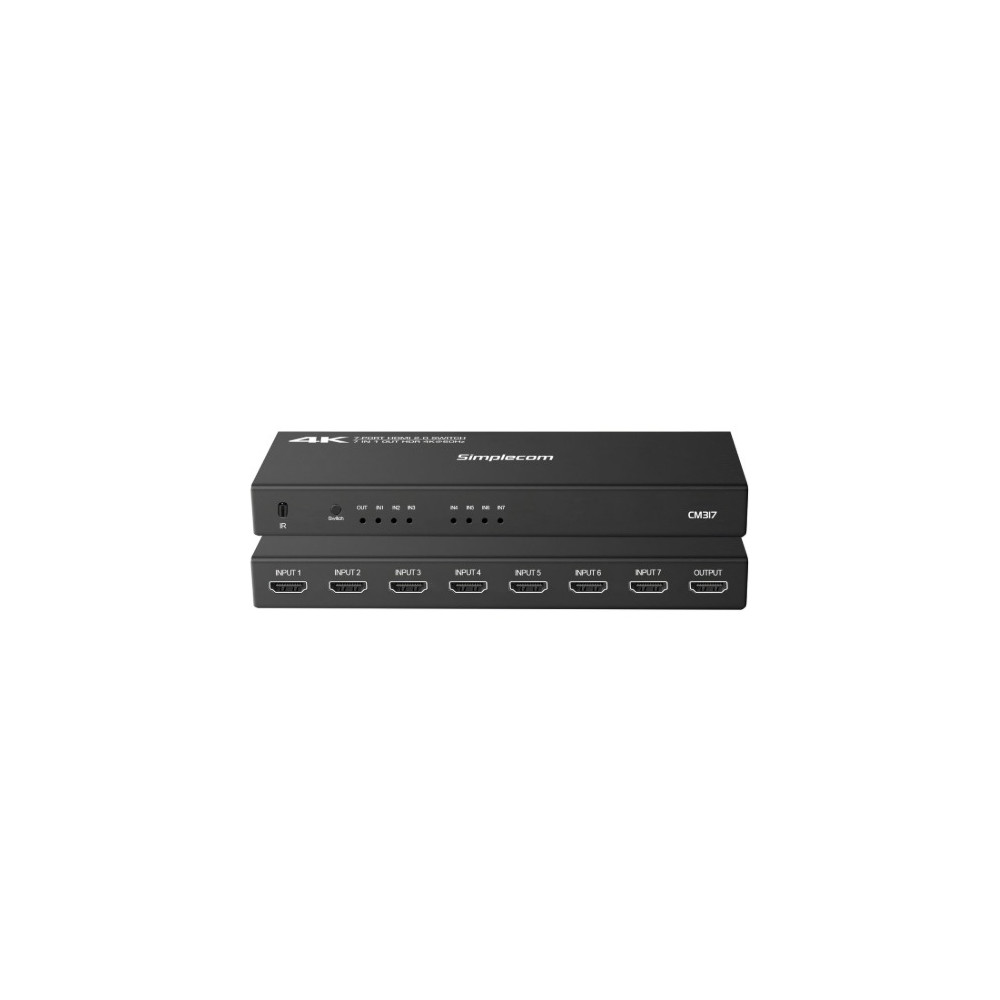 Simplecom CM317 7-Port HDMI 2.0 Switch with Remote 7 IN 1 OUT Splitter HDCP 2.2 4K@60Hz - Image 1
