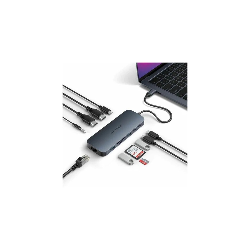 Targus HD4006GL HyperDrive HyperDrive Next 11 Port(s) USB Type C Docking Station for Monitor, Desktop PC, Notebook - Charging Capability - Memory Card Reader - SD - Midnight Blue - 2 Displays Supported - 4K @ 60Hz - 3840 x 2160 - 4 x USB Ports - - Image 3
