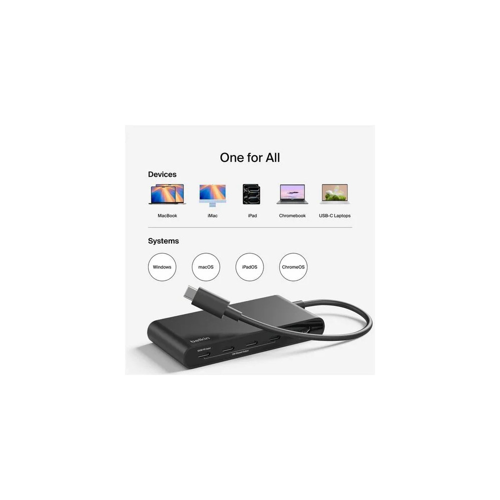 Belkin AVC021FQBK Connect USB Type C Docking Station for Notebook, Monitor, Hard Drive, Webcam, Tablet, Smartphone, Computer - Charging Capability - 4K @ 60Hz - 3840 x 2160 - 4 x USB Ports - 1 x USB 3.0 - 4 x USB Type-C Ports - USB Type-C - HDM - Image 13