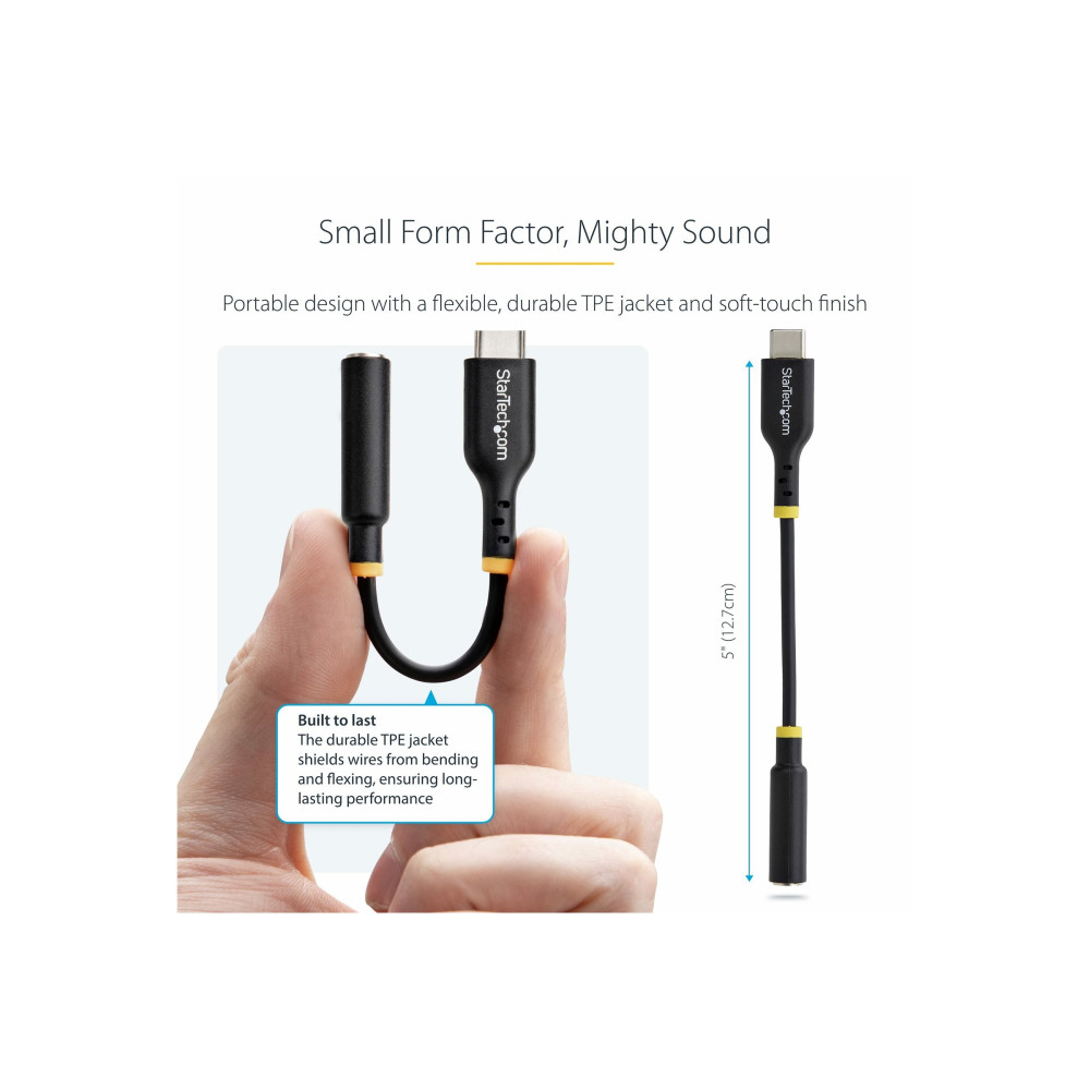 StarTech USBCAUDIO2 USB-C AUDIO ADAPTER TO 3.5MM TRRS JACK, HEADPHONE AUX DONGLE, 2 YR - Image 8