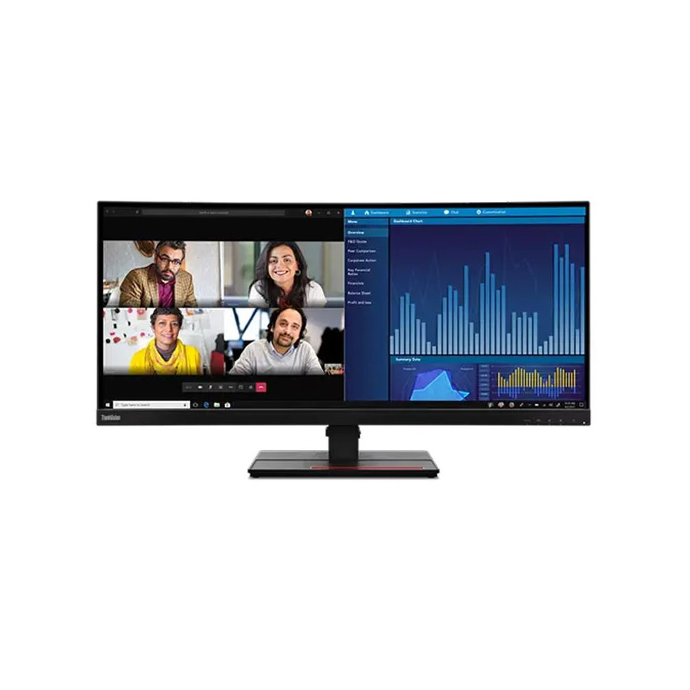 Lenovo 63F2RAR3AU ThinkVision P34W-20 34' 60Hz QHD IPS Monitor 4K 3440x1440 21:09 4ms Height Adjustable Tilt Swivel 100W PD HDMI DP LAN USB Speakers VESA 3yrs - Image 1