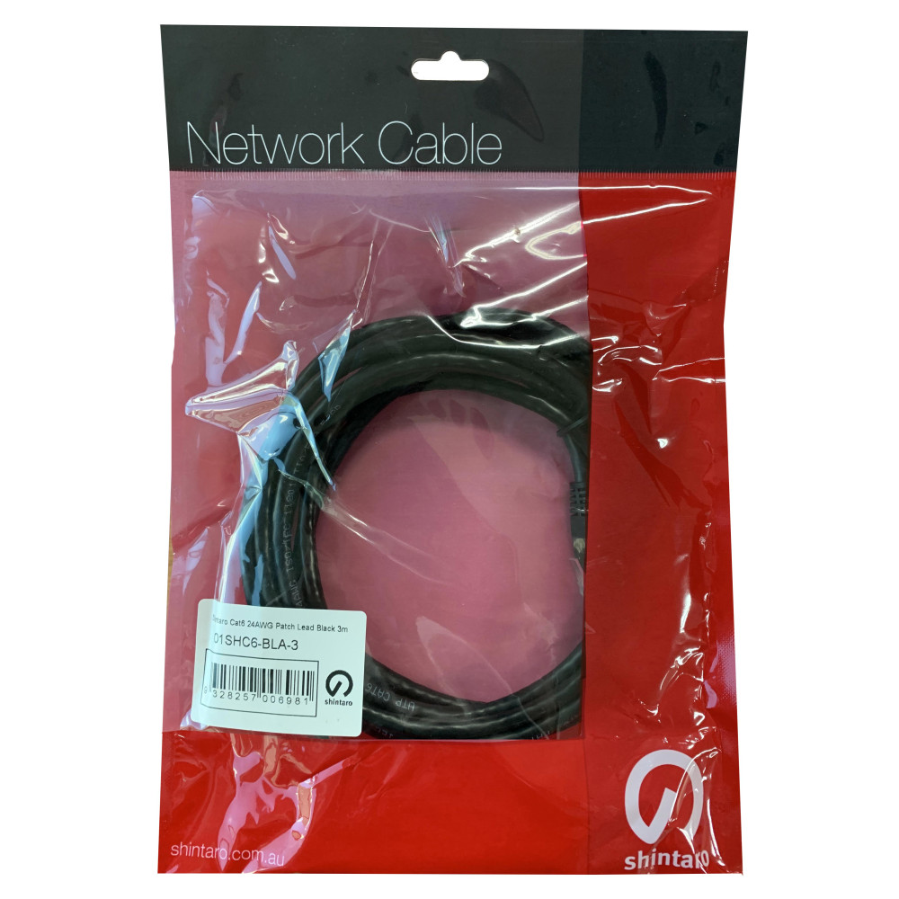 SHINTARO SH-C6-BLA-15 Cat6 24 AWG Patch Black 15m - Image 1