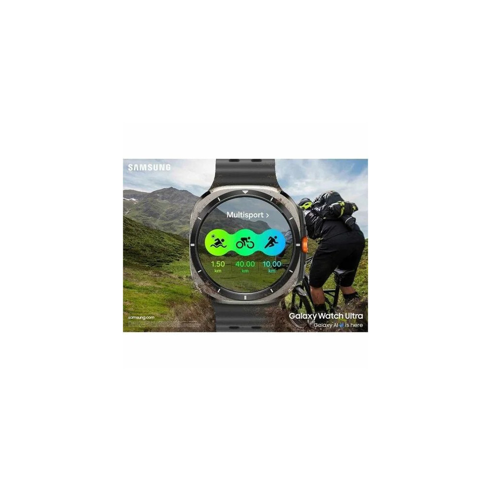Samsung SM-L705FZS1XSA Galaxy Watch Ultra SM-L705F Smart Watch - 47.40 mm Case Height - 47.10 mm Case Width - Titanium Silver Body Color - Titanium, Silver Band Color - Wireless LAN - 4G - LTE - Accelerometer, Barometer, Bioelectrical Impedance Analysis (
