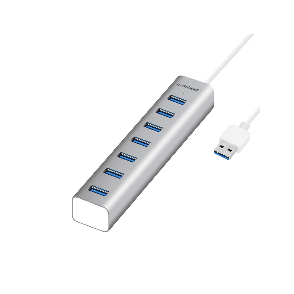 MBEAT MB-HUB768 7-Port USB 3.0 Powered Hub - USB 2.0/1.1/Aluminium Slim Design Hub with Fast Data Speeds (5Gbps) Power Delivery for PC and MAC devices Weight: - Image 1