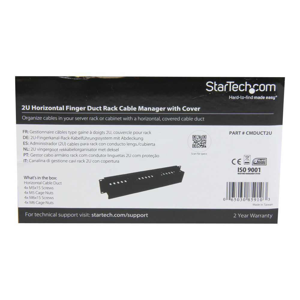StarTech CMDUCT2U 2U SERVER RACK CABLE MGMT PANEL WITH COVER 2YR - Image 7