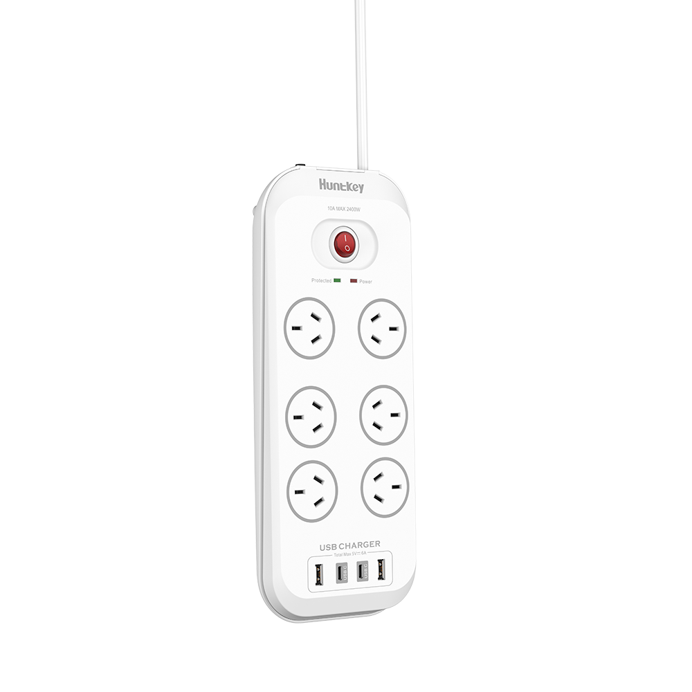 Huntkey PSUHUNSAC607C SAC607C 6 Outlets Surge Protector Powerboard with 2x USB-A & 2x USB-C - Image 2