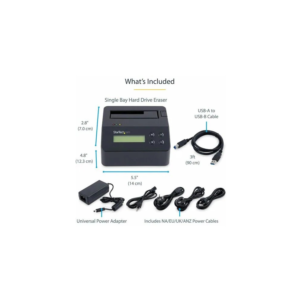 StarTech SDOCK1EU3P SINGLE BAY HARD DRIVE ERASER, STANDALONE HDD/SSD SANITIZER, USB 3.0 TO SATA II (3 - Image 7