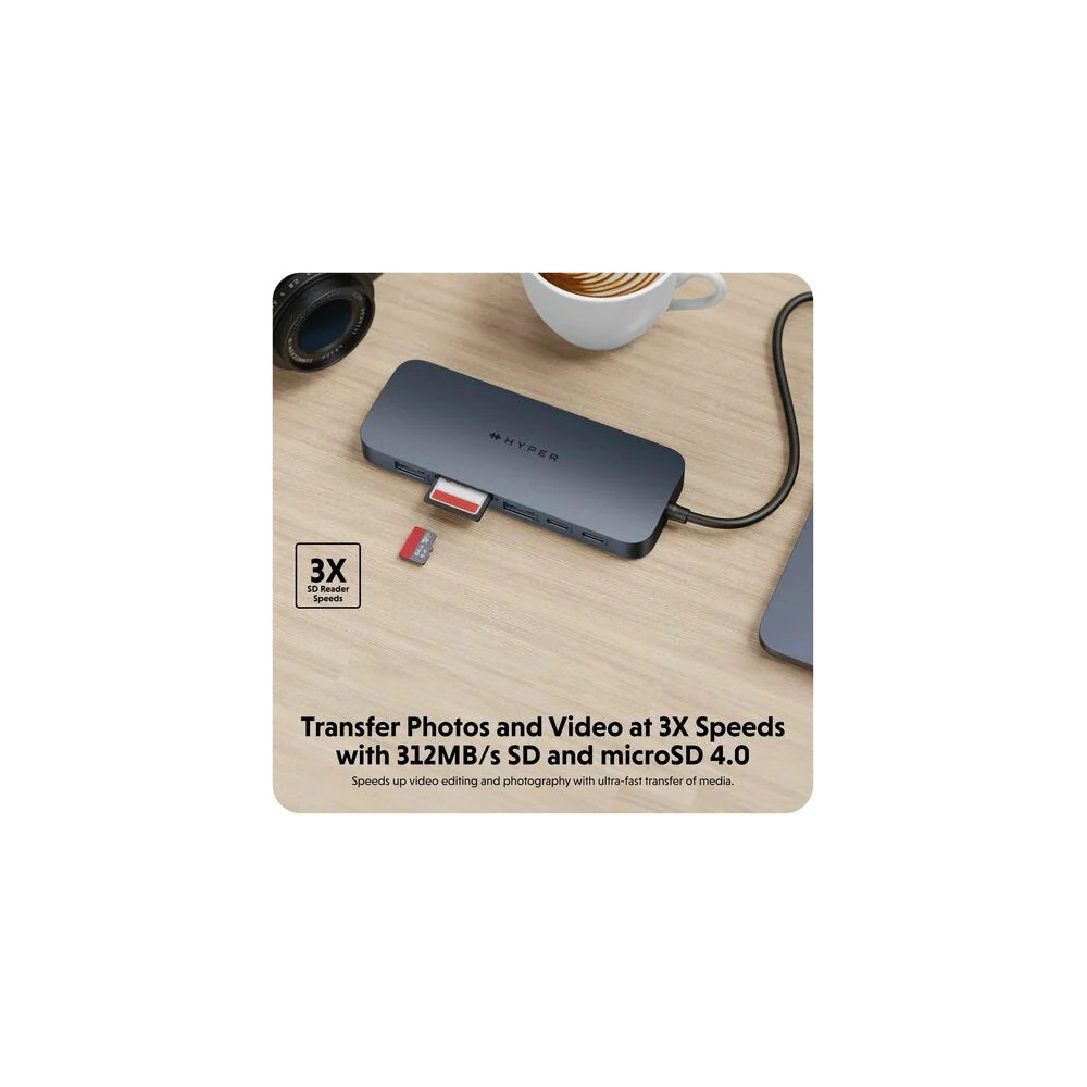 Targus HD4006GL HyperDrive HyperDrive Next 11 Port(s) USB Type C Docking Station for Monitor, Desktop PC, Notebook - Charging Capability - Memory Card Reader - SD - Midnight Blue - 2 Displays Supported - 4K @ 60Hz - 3840 x 2160 - 4 x USB Ports - - Image 9
