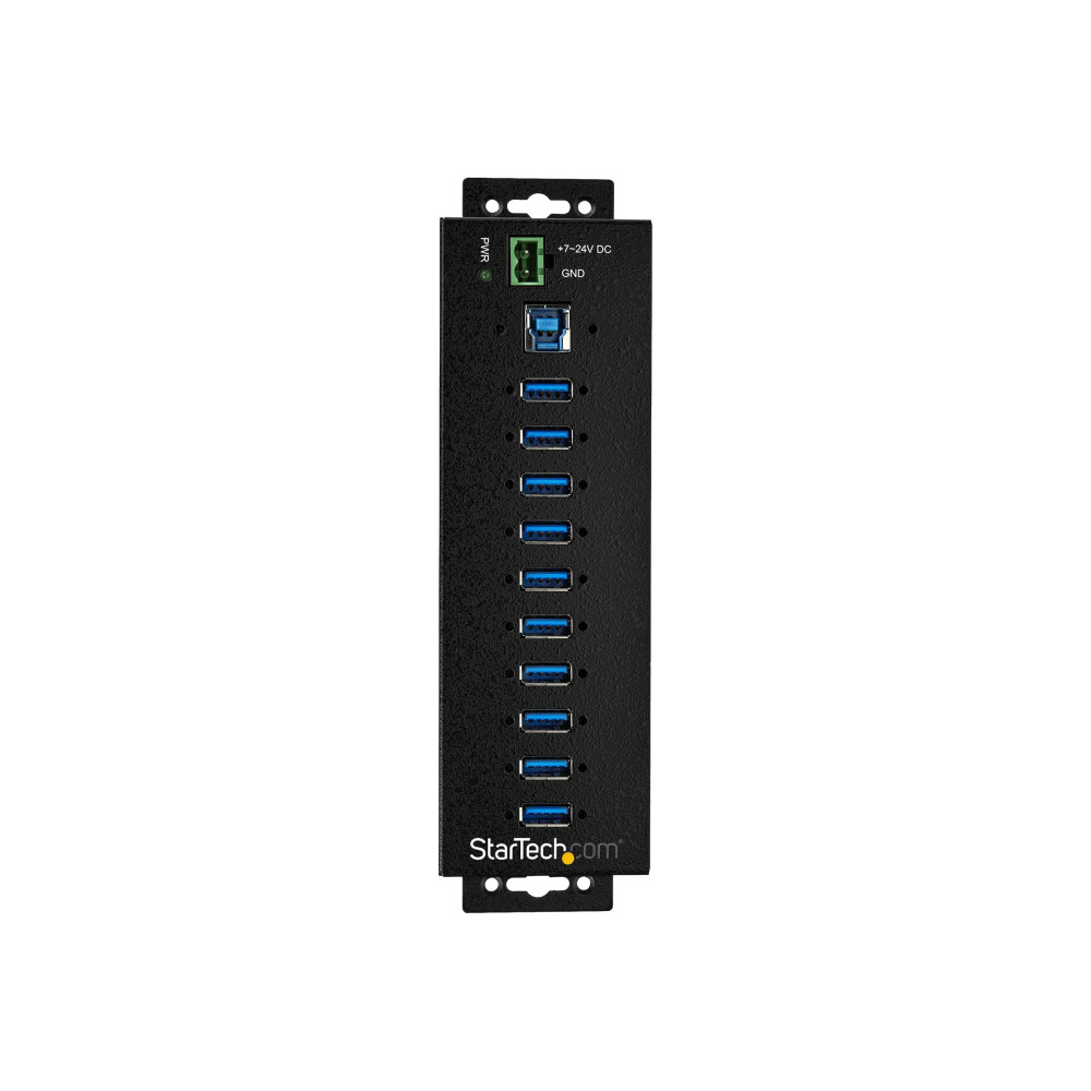 StarTech HB30A10AME 10 PORT USB 3.0 HUB, INDUSTRIAL, METAL, ESD & SURGE PROTECTION, MOUNT, DC, 2Y - Image 1