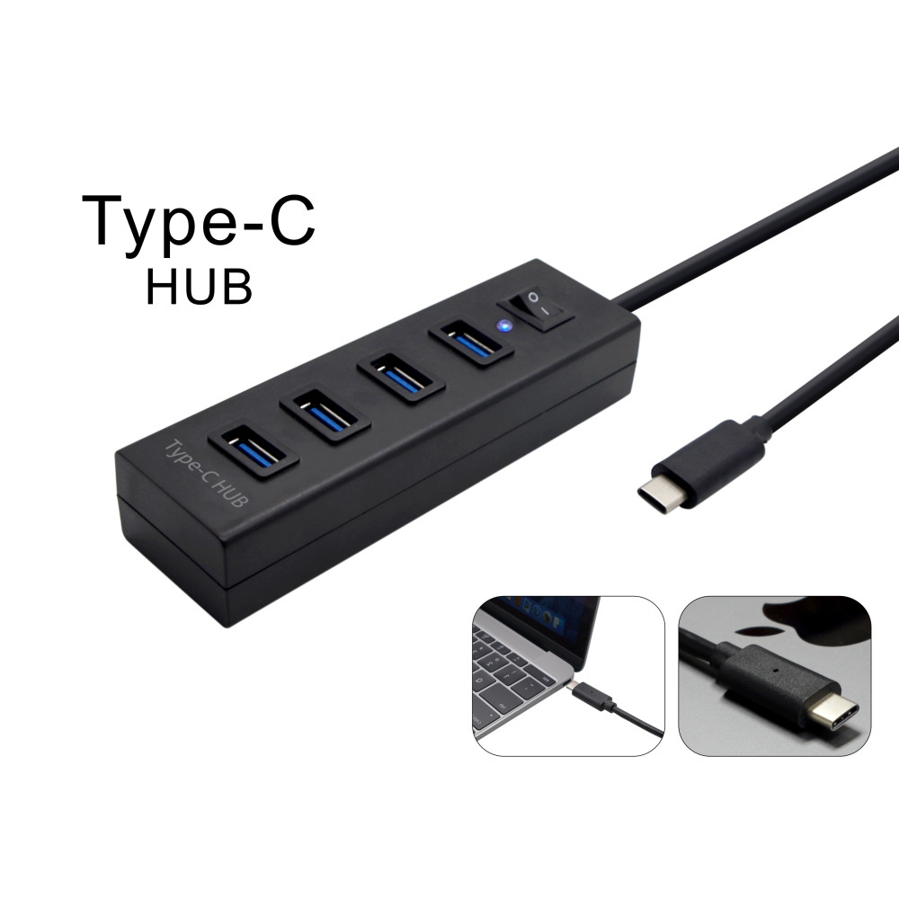 EZcool USBINTHUBHYD9003T Type-C USB 3.1 4-Port Hub with Switch White - Image 2