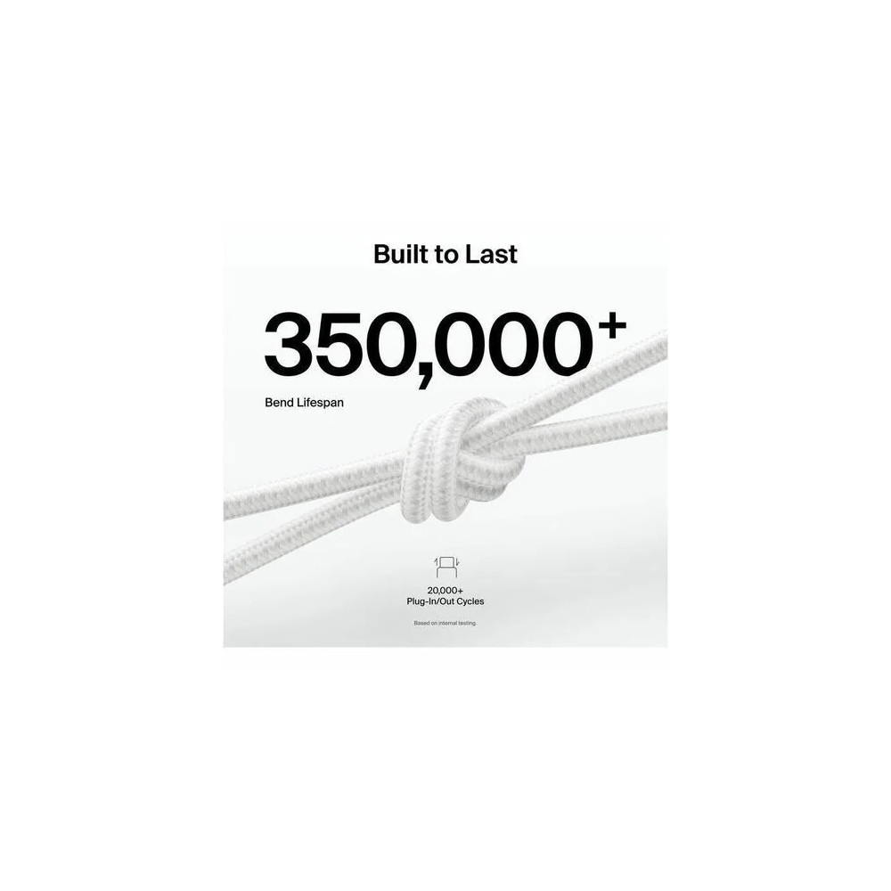 Belkin CAA020FQ2MWH BoostCharge Pro 2 m Lightning/USB Data Transfer Cable - Cable for iPhone, iPad Air, iPad mini, iPad Pro - First End: 1 x USB Type A - Male - Second End: 1 x Lightning - Male - 480 Mbit/s - White