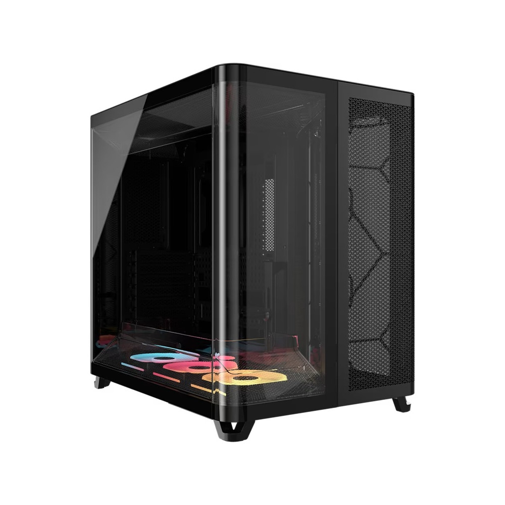 Corsair CC-9011320-WW AIR 5400 LX-R RGB iCUE LINK Triple Chamber Mid-Tower PC Case - Black; ATX/E-ATX; 467x470x340mm; TG; 360GPU; 180CPU; 360RAD; USB-C - Image 1
